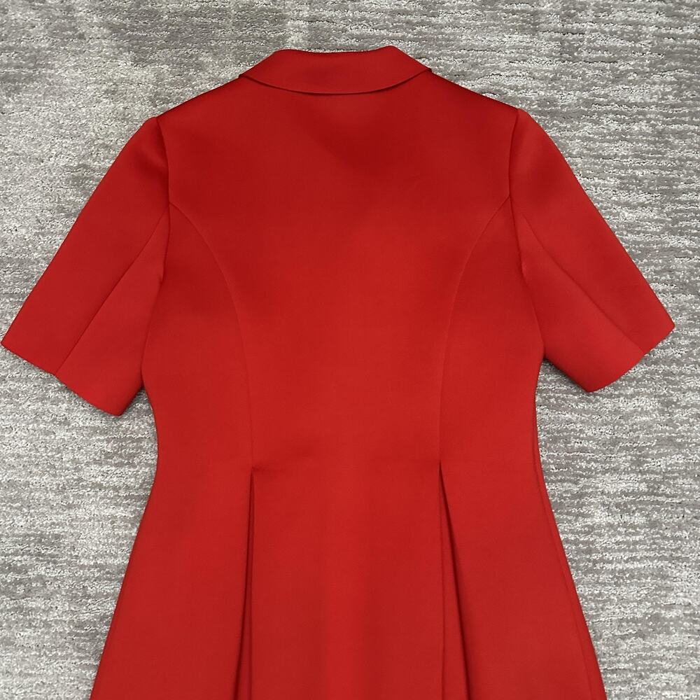 Badgley Mischka Dress Womens 16 Red Fit & Flare Jacket Pleated Short Sleeve - Picture 5 of 13